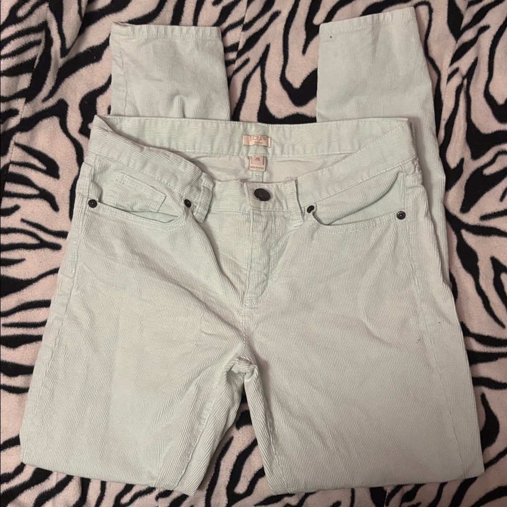 J Crew low rise mint green corduroy jeans